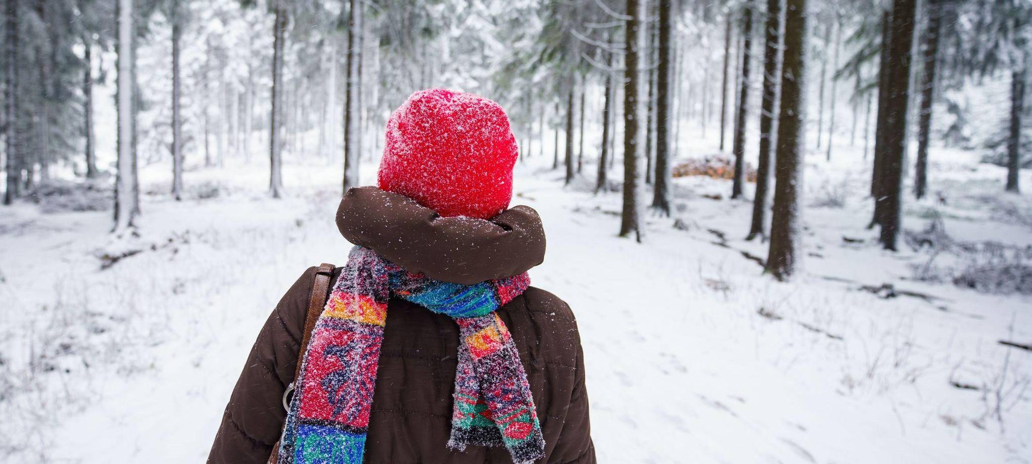 Spaziergängerin ist im Taunus unterwegs