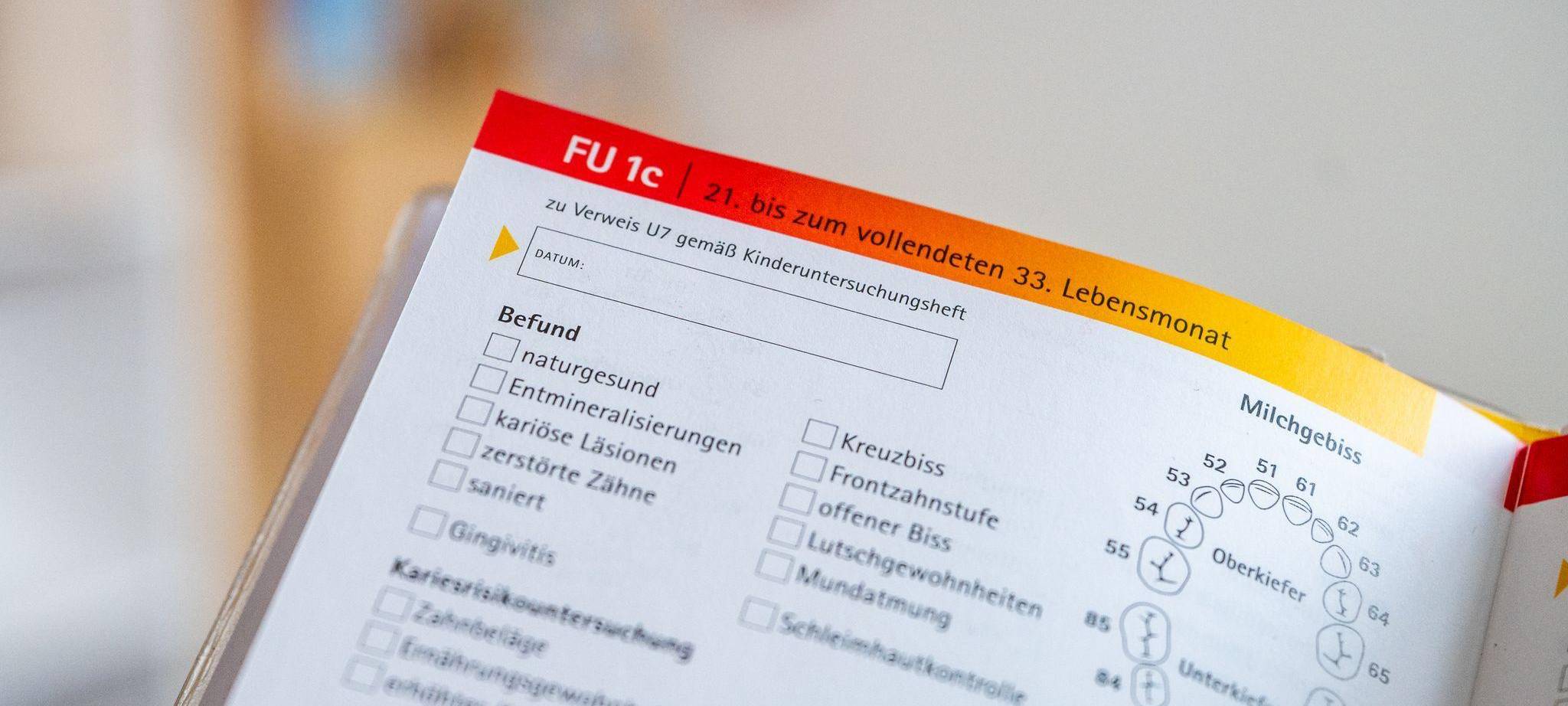 Zahnärztliches Untersuchungsheft im U-Heft ür Kinder